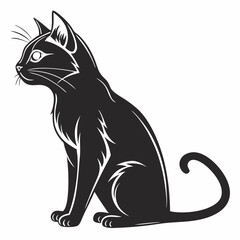 Cat vector silhouette black design white background