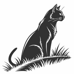 Cat vector silhouette black design white background