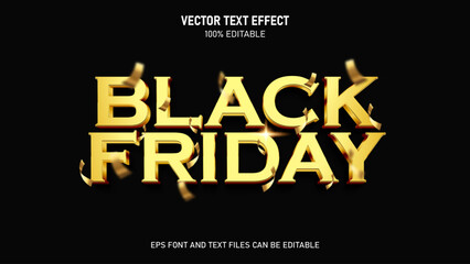 Black friday 3d gold editable text effect