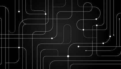 Abstract Technology Circuit Design with Rounded Lines on Black Background