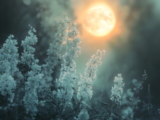 Enchanted Moonlight Garden: Serene Night Bloom