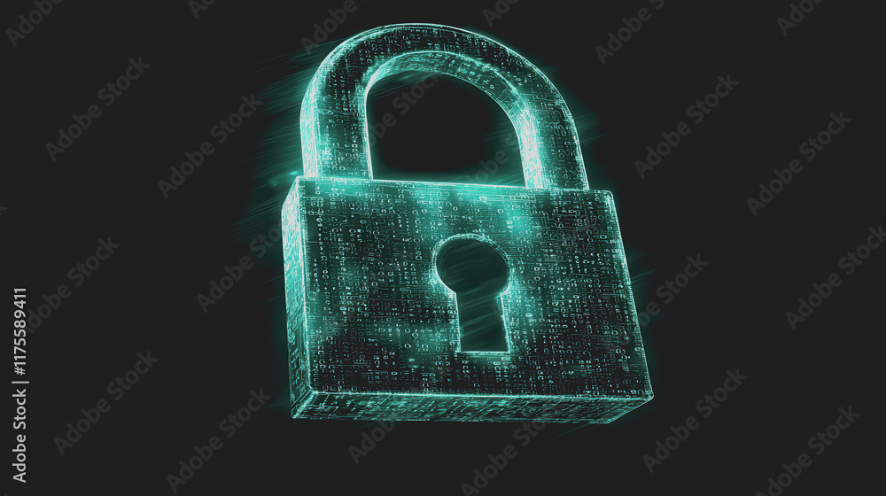 Aufkleber vibrant green lock positioned against a deep black background creating a striking visual contrast th