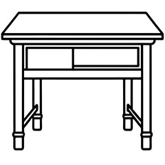 Office Desk Vector Line Art