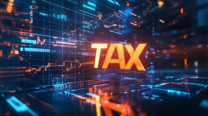 Fototapeta premium Glowing Futuristic Tax Bar Graph in Abstract Design