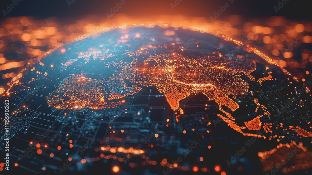 Poster illuminated globe representing global connectivity and cultural diversity with soft light effects re
