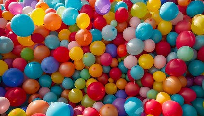 Colorful balloons in a children's playground, closeup of photo