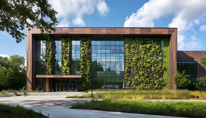 Fototapeta premium Modern University Building with Green Wall