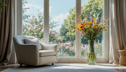 Tranquil Room with a View of a Picturesque Landscape