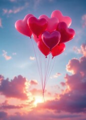 Fototapeta premium Hearts in the Sky: Symbol of Love and Romance