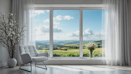 Tranquil Room with a View of a Picturesque Landscape