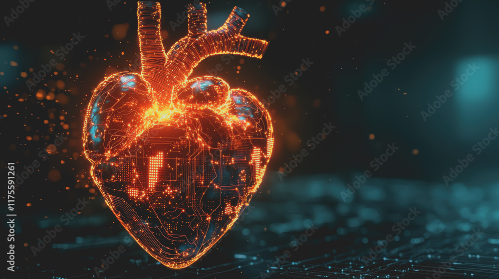 Poster intricate heart design crafted from interconnected lines and dots conveying love and connection in a