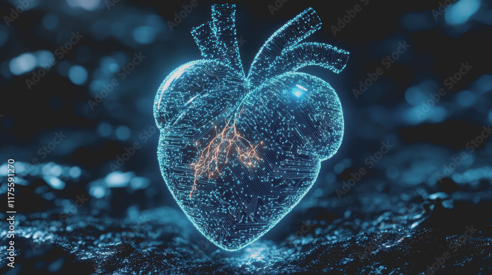 Poster Intricate Heart Designed with Connecting Lines and Dots on a Soft Background Creating a Whimsical and Artistic Representation of Love and Affection in Modern Abstract Style