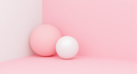 Fototapeta premium Pink and White Spheres on Pastel Background
