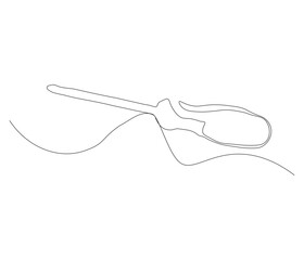One continuous line drawing of screwdriver. Single line of screwdriver vector illustration