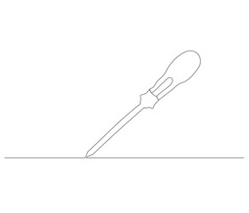 One continuous line drawing of screwdriver. Single line of screwdriver vector illustration