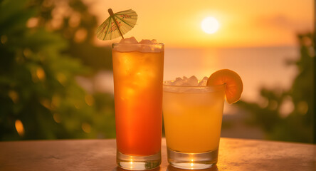 Tropical Cocktails at Sunset