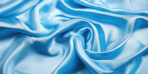 Fototapeta premium Realistic 3D Blue Silk Fabric: Flowing and Undulating Texture, Play of Light and Shadow, Lifelike Shine and Depth, Dynamic Folds and Swirls, Elegant Digital Art
