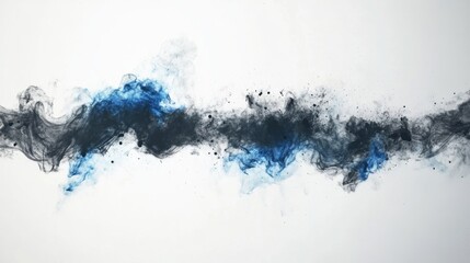 Obraz premium Abstract blue and grey ink swirls on white background.