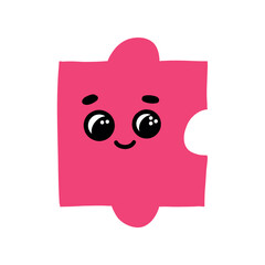 A single puzzle piece with a cartoon face. Perfect for projects related to feelings, emotions, sadness, loneliness, and puzzles.