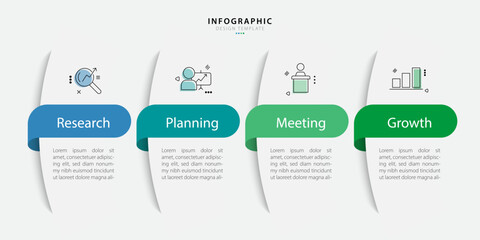 Timeline infographic template. 4 Step timeline journey, calendar Flat simple infographics design template. presentation graph. Business concept with 4 options, vector illustration.