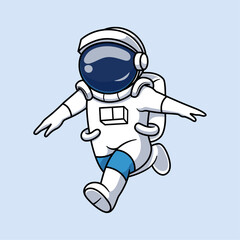 Cute Cartoon Astronaut Illustration Running