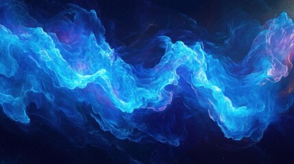 Abstract blue energy wave flowing in dark space.