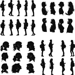 set of silhouettes of people