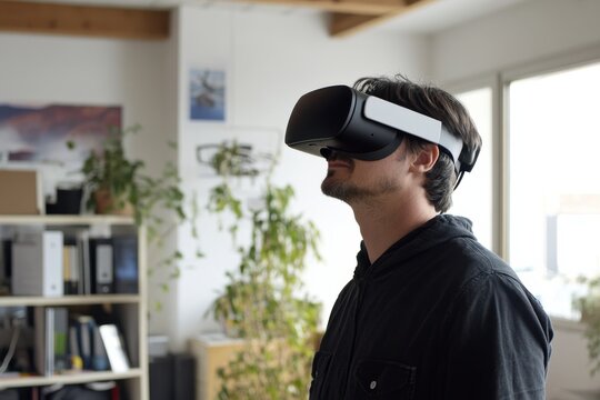 AR and VR developer freelancer, an independent developer working on diverse AR/VR projects in a dynamic and creative home office