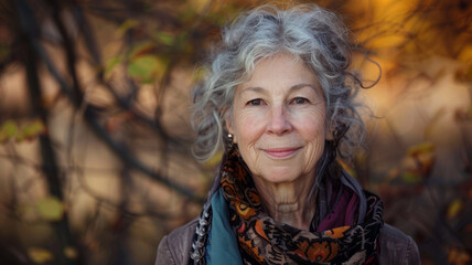 stunning beautiful and self confident best aged woman with grey hair