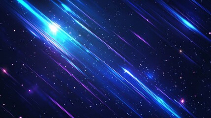 Fototapeta premium Glowing Neon Streaks in Starry Space