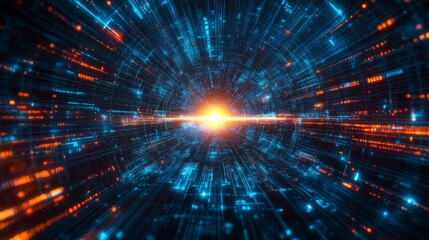 Naklejka premium Futuristic Digital Tunnel
