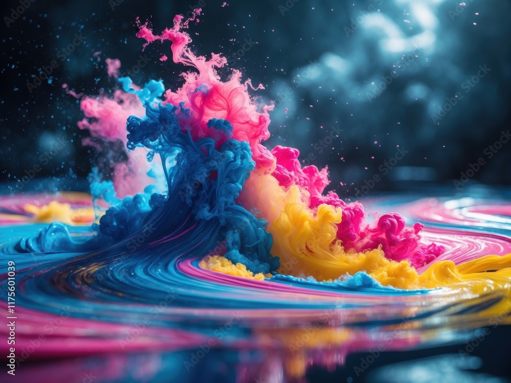Poster colorful swirling patterns create a vibrant display in a dynamic mixture of bright hues filling the 