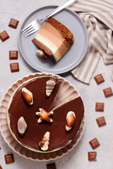 Cake Three chocolates. style hugge .top veiw
