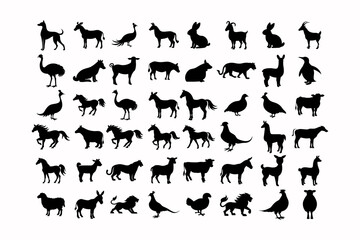 Fototapeta premium various bundle of wildlife animals silhouette design