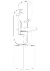 Band Saw Line Drawing Vector on White Background. Intricate Illustration for Woodworking, Carpentry, Furniture Making, and Tool Design