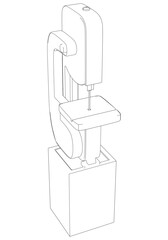 Band Saw Line Drawing Vector on White Background. Intricate Illustration for Woodworking, Carpentry, Furniture Making, and Tool Design