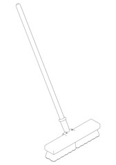Broom Line Art Vector Illustration on White Background. Minimalist and Clean Design for Home Cleaning, Interior Design, and Housekeeping
