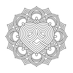 heart with flowers coloring page 