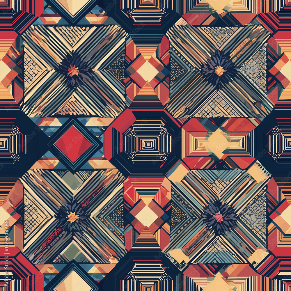 Poster korean bojagi patchwork design modern textile art seamless pattern creation minimalist geometry colo