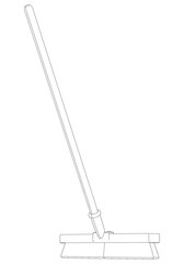 Broom Line Art Vector Illustration on White Background. Minimalist and Clean Design for Home Cleaning, Interior Design, and Housekeeping