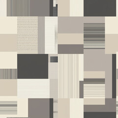 Obraz premium Korean bojagi seamless pattern design geometric wrapping cloth minimalist aesthetic modern patchwork neutral tones