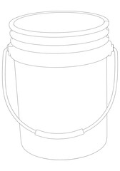 Bucket Line Drawing Vector on White Background. Simple Yet Detailed Illustration for Industrial Use, Construction, and Graphic Design