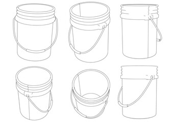 Bucket Line Drawing Vector on White Background. Simple Yet Detailed Illustration for Industrial Use, Construction, and Graphic Design