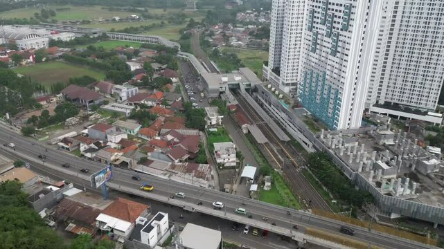 Aerial video above Cisa Uk Point Apartment Cibogo Tangerang Indonesia