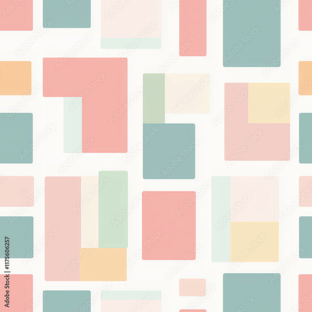 Aufkleber colorful abstract geometric pattern featuring various pastel rectangles arranged in a playful layout