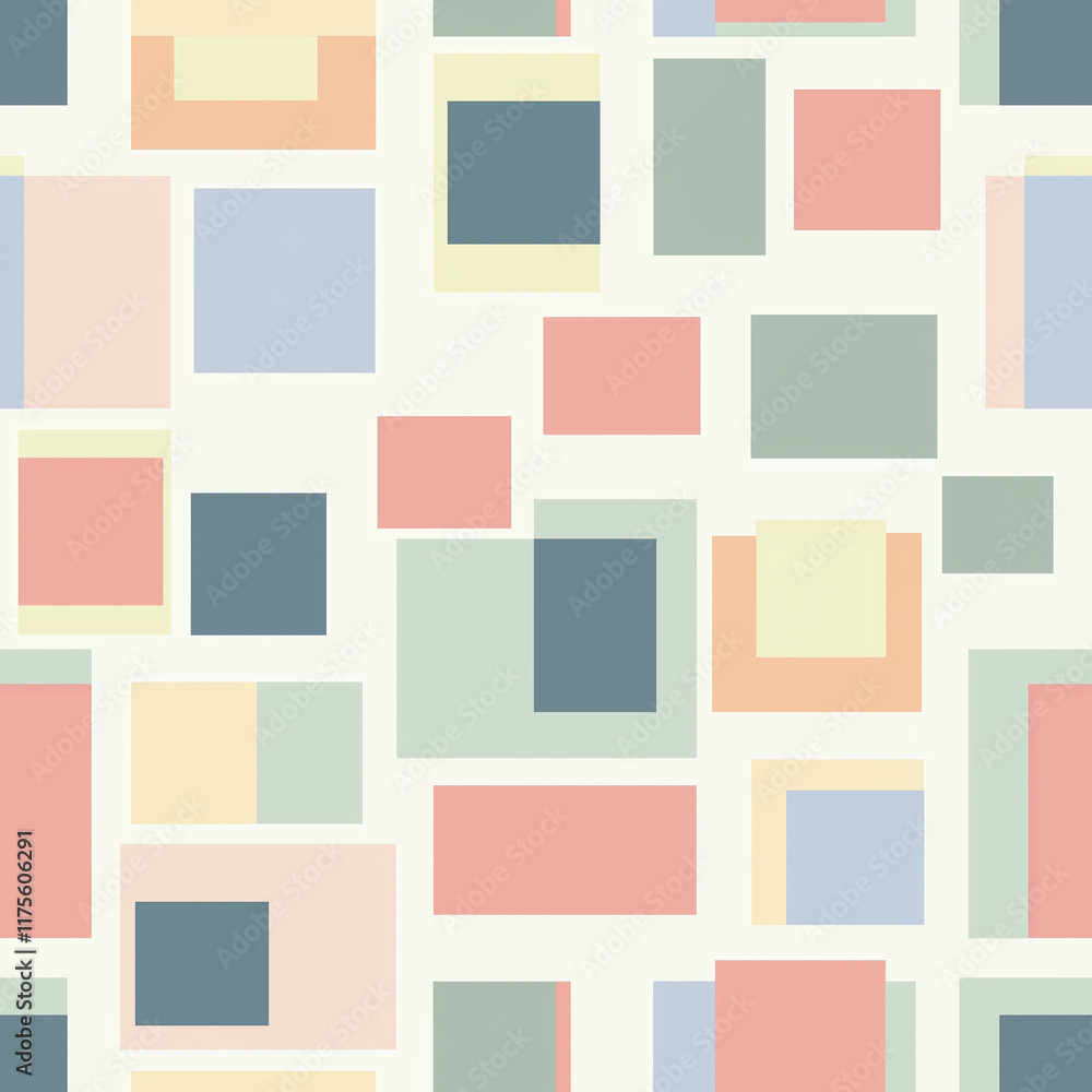 Poster abstract pattern featuring colorful squares arranged in a grid layout, creating a modern and playful