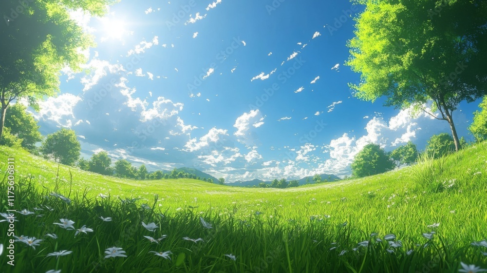 Poster Sunny Meadow Landscape