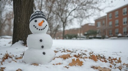 Naklejka premium Snowman in Winter Wonderland