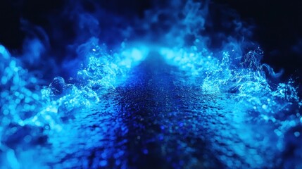 Obraz premium Abstract Blue Luminescence: Glowing Water Pathway