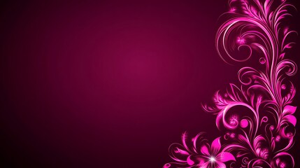 Pink Floral Design on Deep Magenta Background